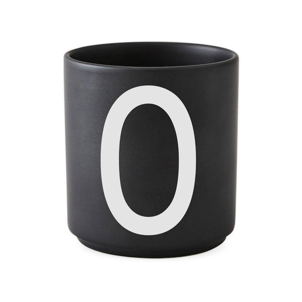 Črna porcelanasta skodelica Design Letters Alphabet O, 250 ml