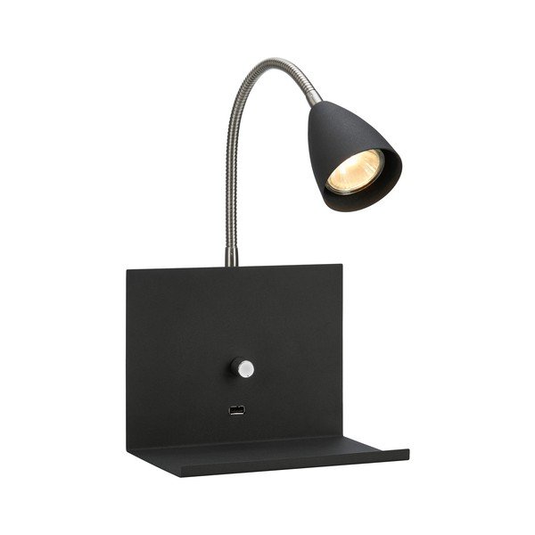 Črna stenska svetilka ø 6,5 cm Logi – Markslöjd