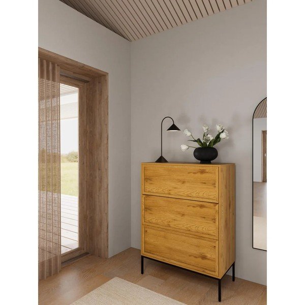 Komoda v hrastovem dekorju v naravni barvi 80x110x40 cm Palmdale – Actona-image-1
