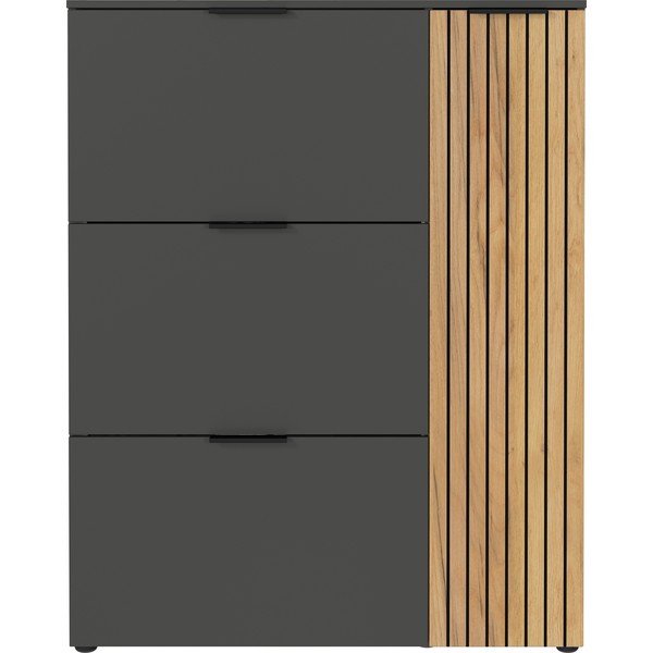 Antracitno siva/naravna preklopna omarica za čevlje v hrastovem dekorju 101x129x19 cm Gibisa – Germania-image-2