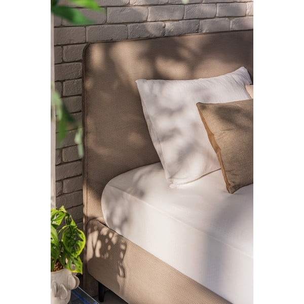 Sivorjava oblazinjena zakonska postelja z letvenim dnom 160x200 cm Noira Slim – Bonami Selection-image-3