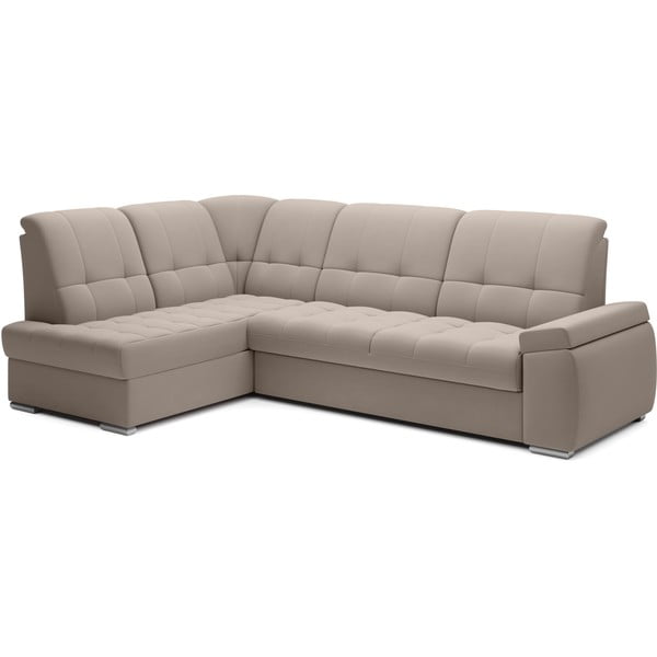 Bež žametna raztegljiva/s prostorom za shranjevanje kotna sedežna garnitura (levi kot/v obliki črke L) Sado – ELTAP-image-2