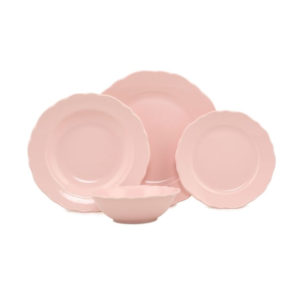 24-delni rožnat jedilni set iz porcelana Kütahya Porselen Classic