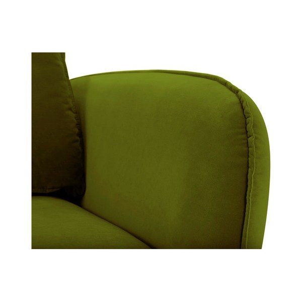Zelen žametni fotelj s črnimi nogami Kooko Home Lento-image-3