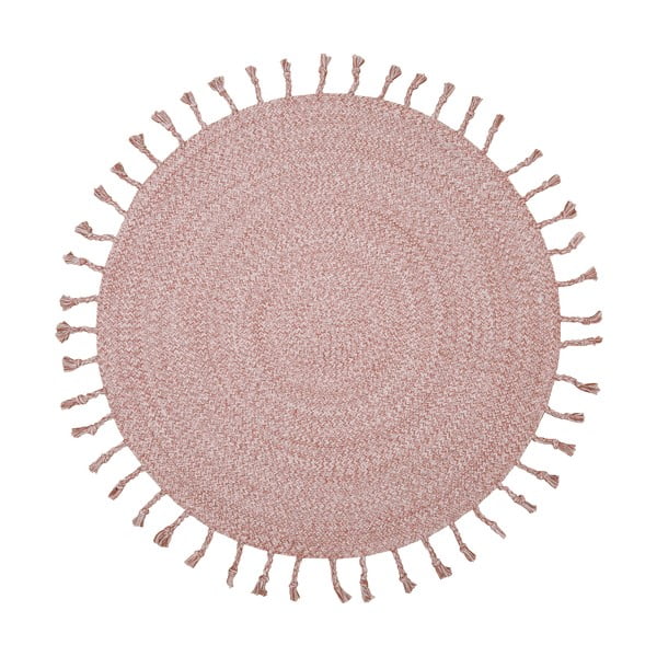 Rožnata bombažna ročno izdelana preproga Octave, ø 110 cm