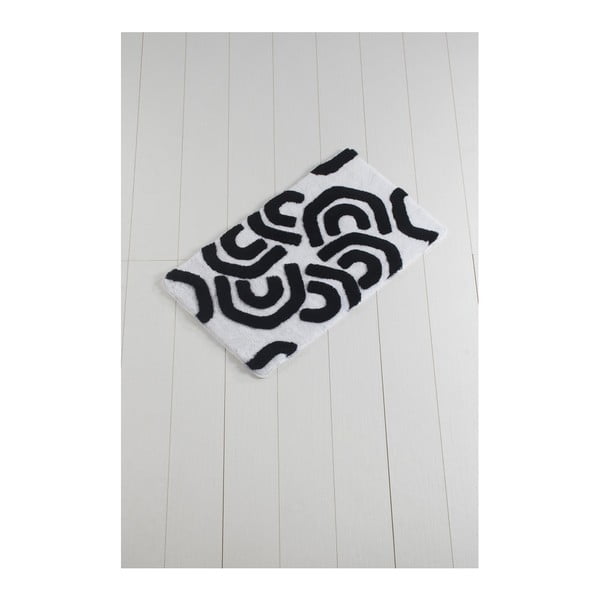 Črno-bela kopalniška preproga Waves Laturo, 100 x 60 cm