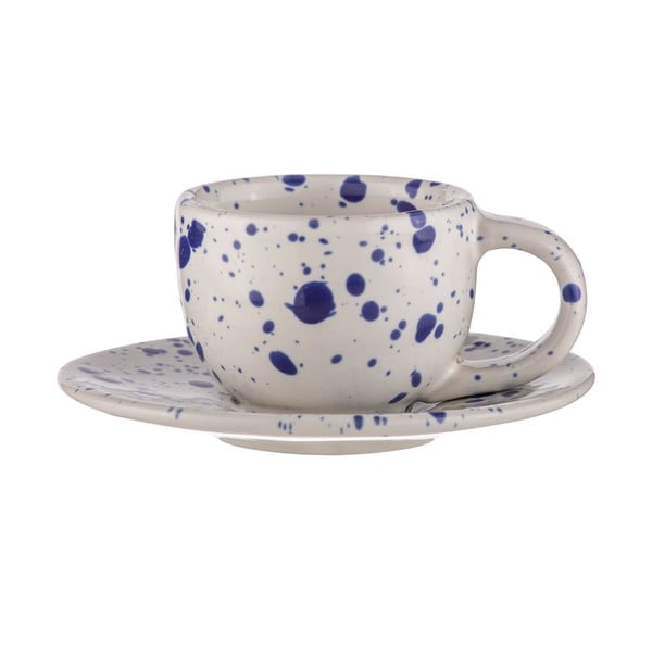 Bele/modre lončene skodelice za espresso v kompletu 2 ks 100 ml Carnival – Ladelle-image-1