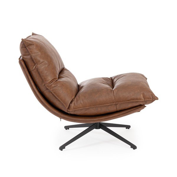 Fotelj s prostorom za shranjevanje iz umetnega usnja v konjak rjavi barvi Alanez – Bizzotto-image-3