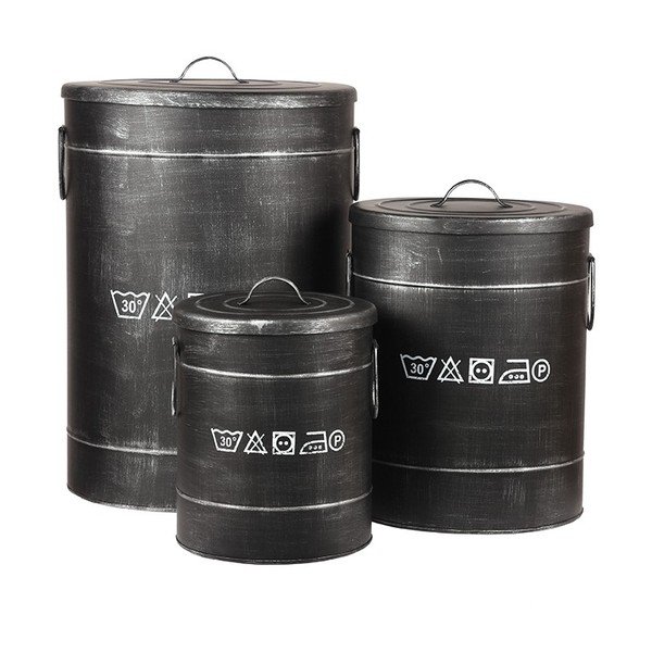 Črn kovinski koš za perilo LABEL51, ⌀ 26 cm-image-3