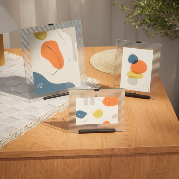 Črn steklen stoječ okvir 19x23 cm Flute – Umbra-image-3