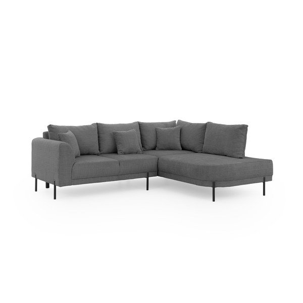 Temno siva kotna sedežna garnitura iz šenilje (desni kot/v obliki črke L) Mauris  – Ropez-image-2