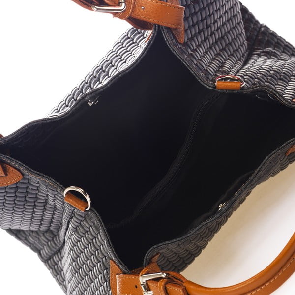 Temno modra usnjena torbica Federica Bass Hydri-image-3