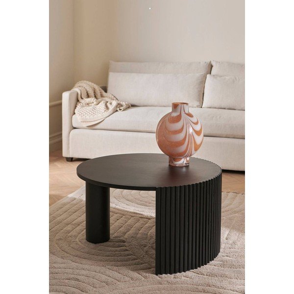 Črna okrogla klubska mizica z mizno ploščo iz mangovega lesa ø 80 cm Bisselina – Ellos Home-image-1