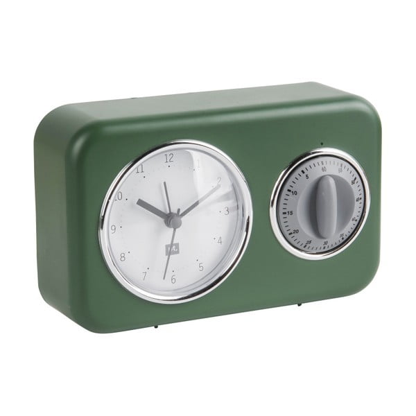 Zelena namizna ura s kuhinjskim časovnikom PT LIVING Nostalgija