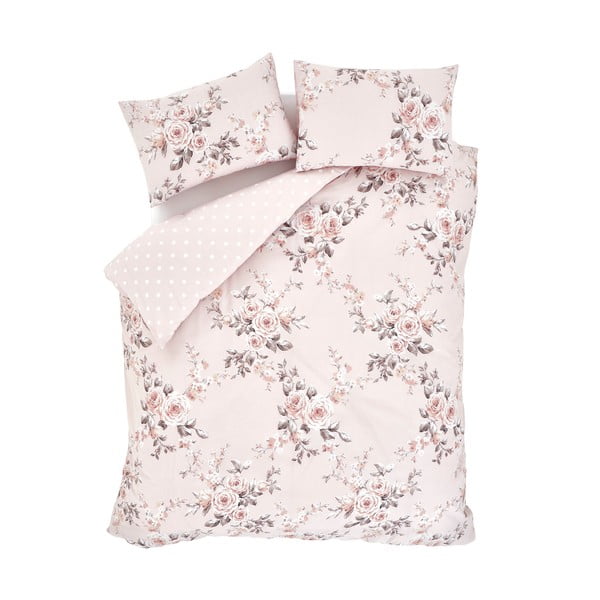 Rožnata posteljnina s cvetličnim motivom Catherine Lansfield Canterbury Rose, 200 x 200 cm