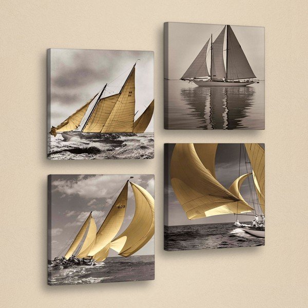 Dekorativna večdelna slika Boats, 33 x 33 cm-image-1