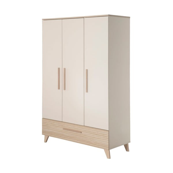 Kremno bela/naravna otroška garderobna omara v hrastovem dekorju 118x190x52 cm Sidney – Roba-image-2