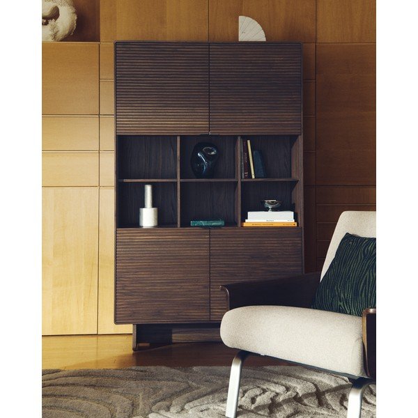Temno rjava omarica v orehovem dekorju 100x163x40 cm Norlen – Kave Home-image-1