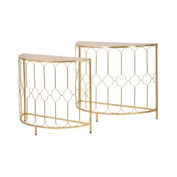 Garnitura 2 konzolnih mizic z motivom v zlati barvi Mauro Ferretti Balconette-image-2