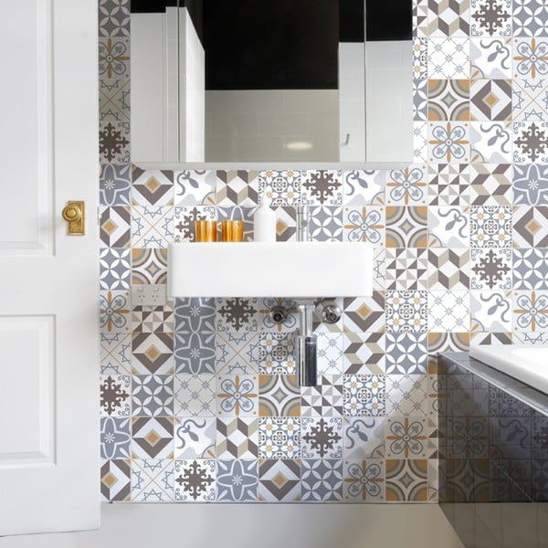 Komplet 60 stenskih nalepk Ambiance Cement Tiles Liliania, 10 x 10 cm-image-3