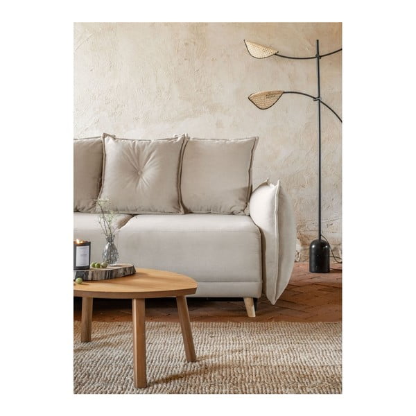 Bež raztegljiva kotna sedežna garnitura iz rebrastega žameta (s kotom po izbiri) Lazy Lukka – Miuform-image-4