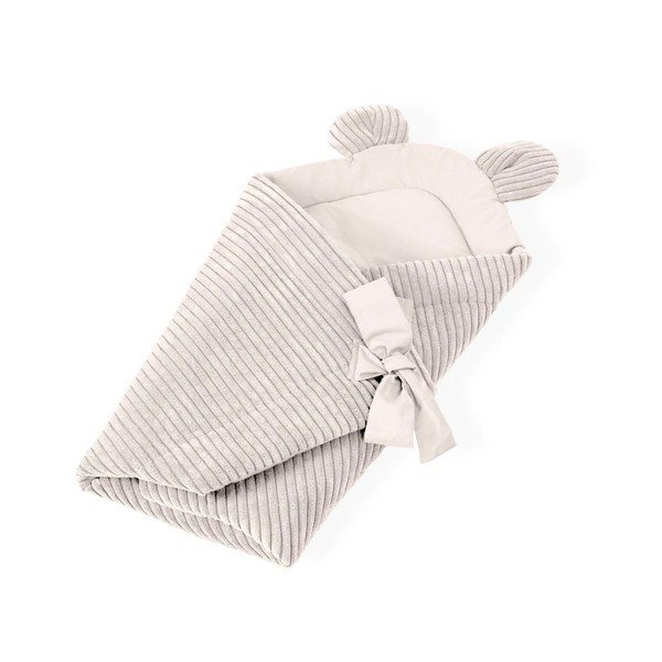 Bež odeja za povijanje dojenčka iz rebrastega žameta 35x65 cm – Meowbaby-image-1