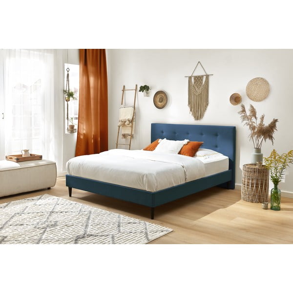 Modra zakonska postelja Bobochic Paris Rory Dark, 160 x 200 cm-image-3