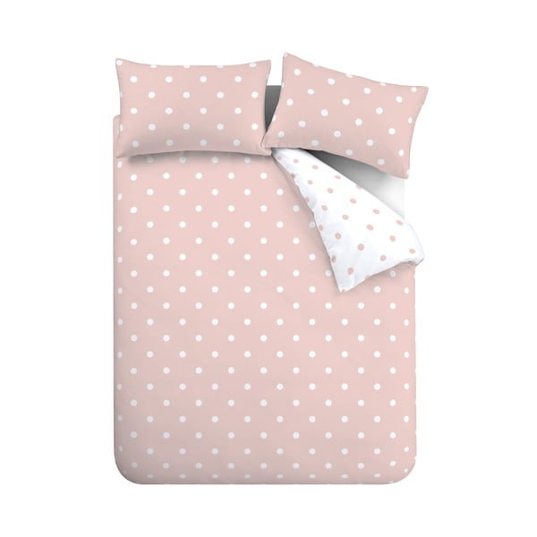 Bela/rožnata posteljnina za zakonsko posteljo 200x200 cm – Catherine Lansfield
