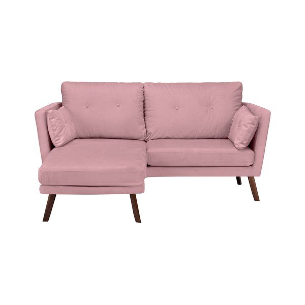 Svetlo roza trisedežni kavč Mazzini Sofas Elena, z ležalnikom v levem kotu-image-4