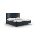 Temno modra oblazinjena zakonska postelja s prostorom za shranjevanje z letvenim dnom 180x200 cm Casey – Mazzini Beds