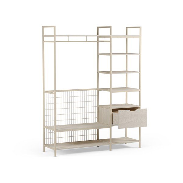 Kremno bela odprta jeklena garderobna omara 140x179,5x40 cm Amara – Marckeric-image-4