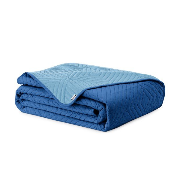 Modro prešito pregrinjalo iz mikrovlaken 220x240 cm Softa – Restilo