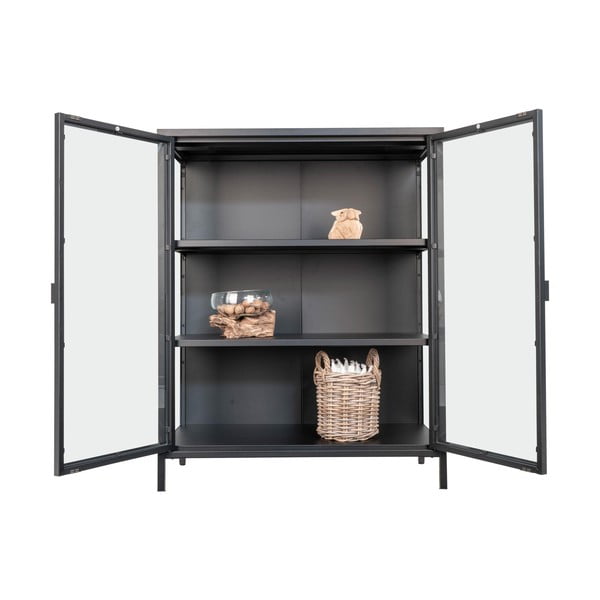 Črna kovinska vitrina 80x101,5 cm Brisbane – House Nordic-image-2
