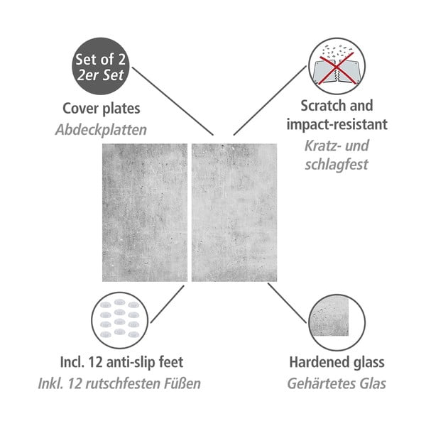 Zaščitne plošče za štedilnik iz kaljenega stekla 2 ks 52x30 cm Concrete – Allstar-image-3