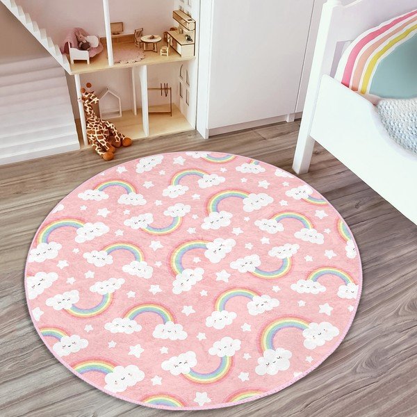Rožnata otroška preproga ø 80 cm Comfort – Mila Home-image-3