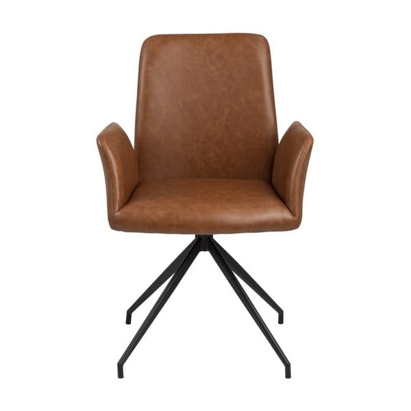 Oblazinjen jedilni stol z nasloni za roke v konjak rjavi barvi Naya – Actona-image-2