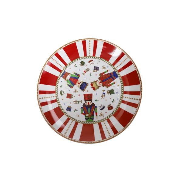 Rdeče-beli božični porcelanski krožnik ø 30 cm Piatto - Brandani