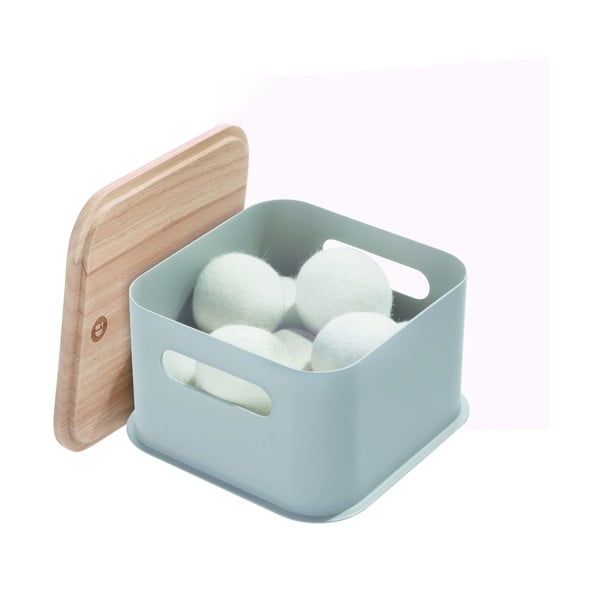 Siva škatla za shranjevanje s pokrovom iz pavlovnije iDesign Eco Handled, 21,3 x 21,3 cm-image-2