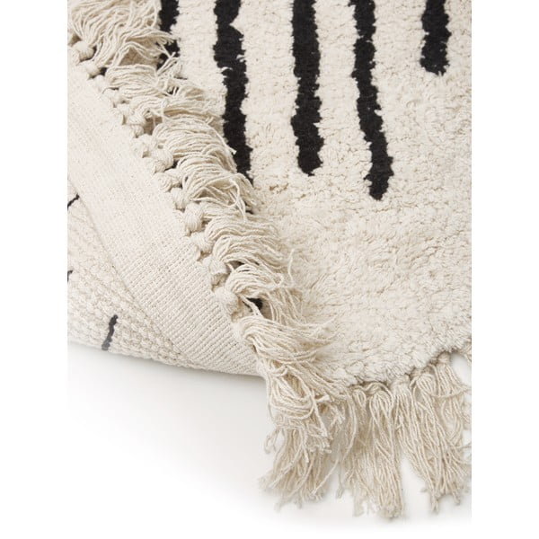 Bež in črna ročno tkana bombažna preproga Westwing Collection Fini, ø 150 cm-image-3