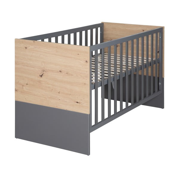 Siva/naravna otroška posteljica 60x120 cm Anna – Roba