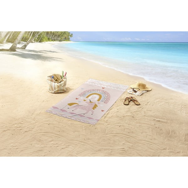 Rožnata/bež brisača za na plažo 75x150 cm – Good Morning-image-1