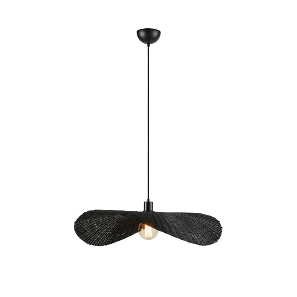 Mat črna viseča svetilka z bambusovim senčnikom ø 70 cm Rayo – Markslöjd