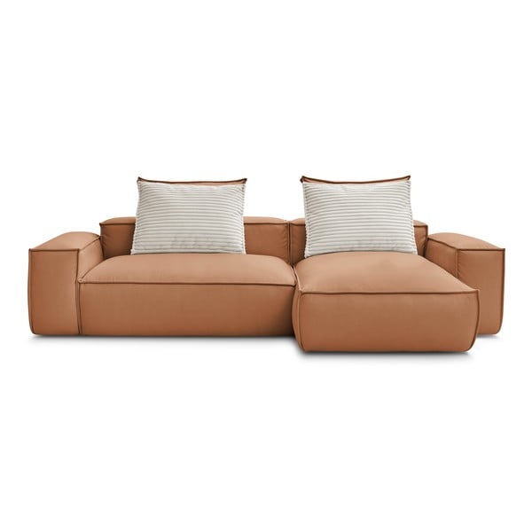 Rjava kotna sedežna garnitura iz umetnega usnja (s kotom po izbiri) Boheme – Bobochic Paris