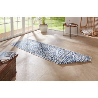 Modro-smetanova preproga za zunanjo uporabo NORTHRUGS Jardin, 80 x 350 cm