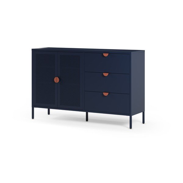 Temno modra kovinska komoda 140x90x40 cm Sayla – Marckeric-image-4