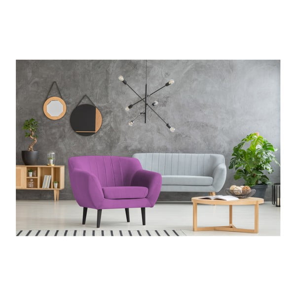 Vijolični fotelj Mazzini Sofas Toscane, črne noge-image-3