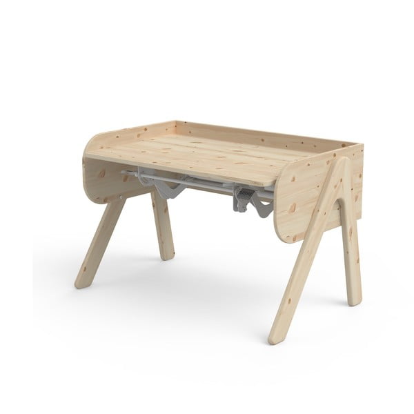 Otroška pisalna miza iz borovega lesa z nastavljivo višino Flexa Woody