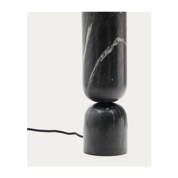 Črna marmorna namizna svetilka s tekstilnim senčilom (višina 57 cm) Vex – Kave Home-image-4