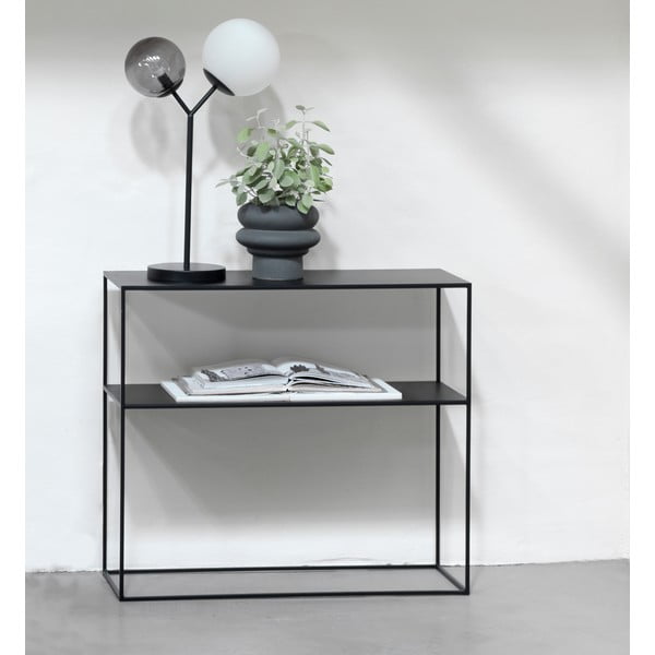 Črna kovinska stranska mizica 35x90 cm Pebble – Unique Furniture-image-1