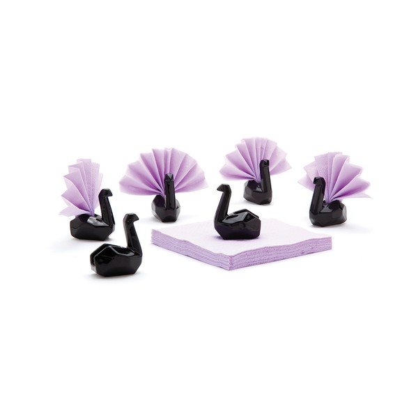 Komplet keramičnih držal za prtičke, Labod za prtičke 6 kosov, črna-image-1